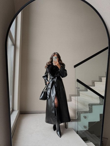 جكيت جلد اسود فاخر