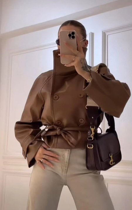 جكيت جلد بني